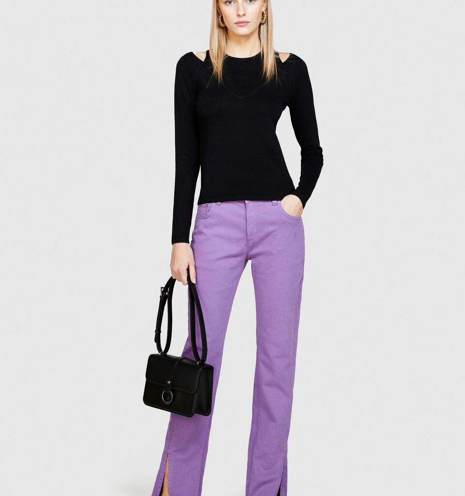 Colorful jeans with slits - women's slim fit jeans - Lilac | Sisley image number 1